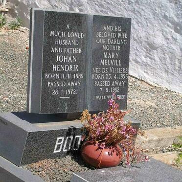 BOOYSEN Johan Hendrik 1889-1972 &amp; Mary Melville DE VILLIERS 1893-1982