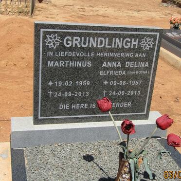 GRUNDLINGH Marthinus 1959-2013 &amp; Anna Delina Elfrieda BOTHA 1957-2013