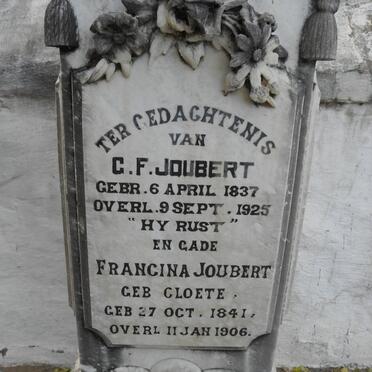 JOUBERT G.F. 1837-1925 &amp; Francina CLOETE 1841-1906