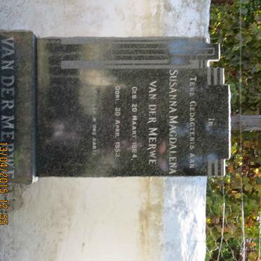 MERWE Susanna Magdalena, van der 1884-1953