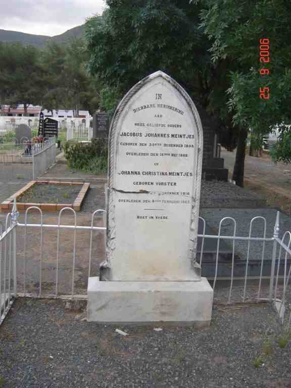 MEINTJES Jacobus Johannes 1805-1868 &amp; Johanna Christina VORSTER 1810-1867