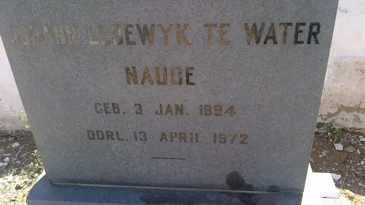 NAUDE Johann Lodewyk, TE WATER 1894-1972