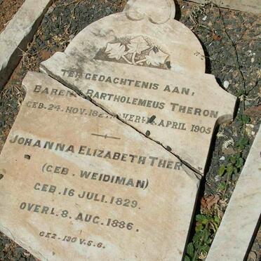 THERON Barend Bartholomeus 182?-1905 &amp; Johanna Elizabeth WEIDIMAN 1829-1886