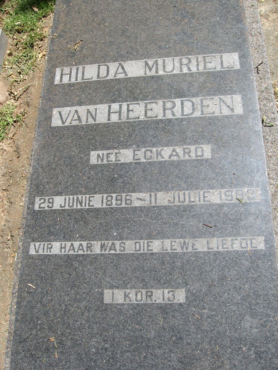 HEERDEN Hilda Muriel, van nee ECKARD 1896-1982