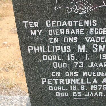 SNYMAN Phillipus M. -1966 &amp; Petronella A.M. -1975