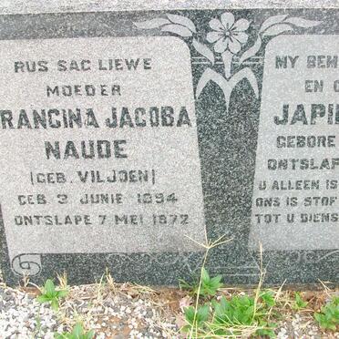 NAUDE Japie 1883-1963 &amp; Francina Jacoba VILJOEN 1894-1972