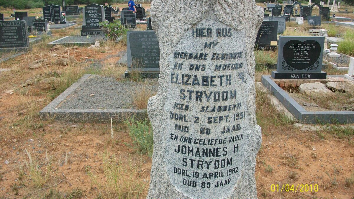 STRYDOM Johannes H. -1982 &amp; Elizabeth S. SLABBERT -1951