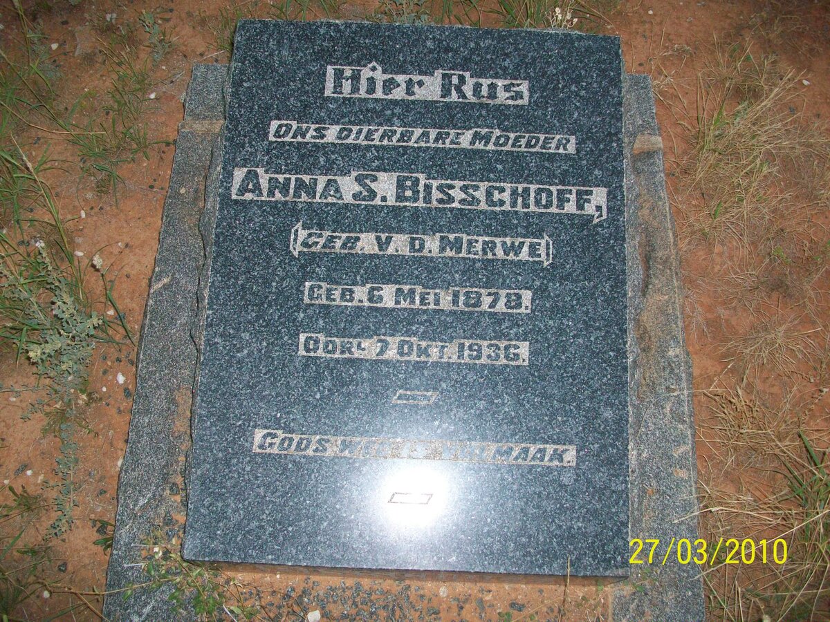 BISSCHOFF Anna S. nee V.D.MERWE 1878-1936