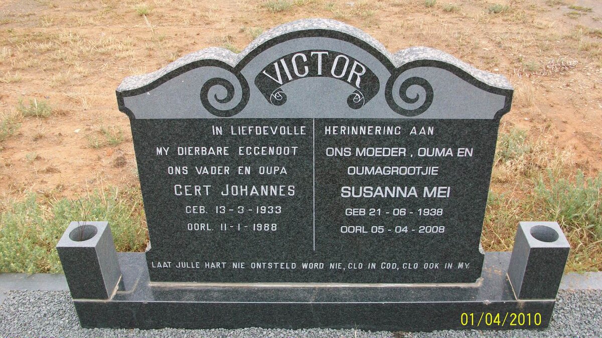 VICTOR Gert Johannes 1933-1988 &amp; Susanna Mei 1938-2008
