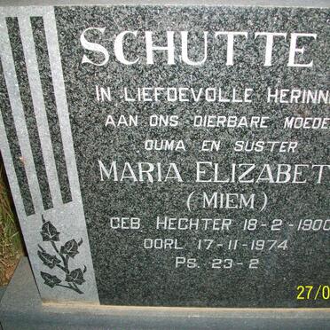 SCHUTTE Maria Elizabeth nee HECHTER 1900-1974