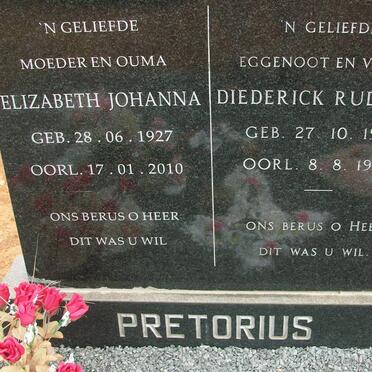 PRETORIUS Diederick Rudolph 1926-1972 &amp; Elizabeth Johanna 1927-2010