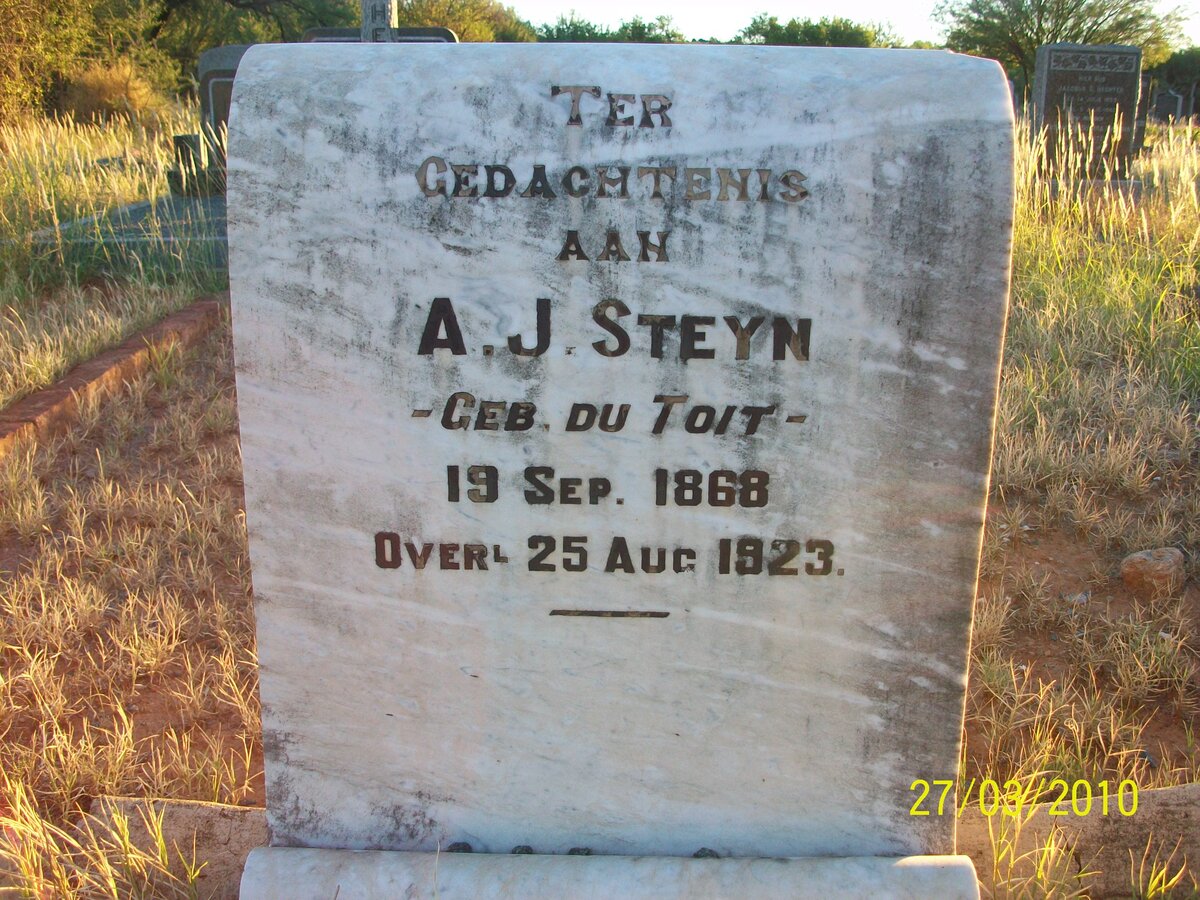 STEYN A.J. nee DU TOIT 1868-1923