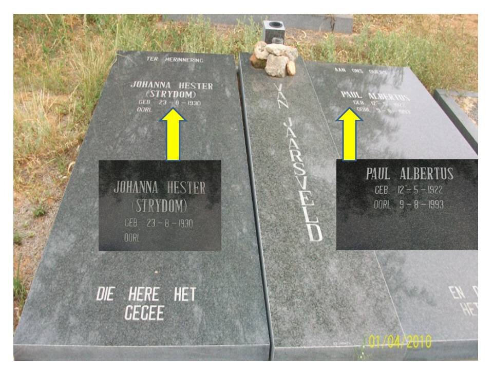 JAARSVELD Paul Albertus, van 1922-1993 &amp; Johanna Hester STRYDOM 1930-