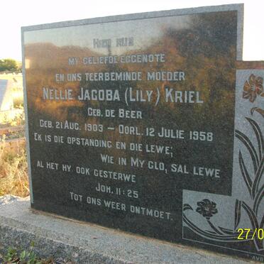 KRIEL Nellie Jacoba nee DE BEER 1903-1958