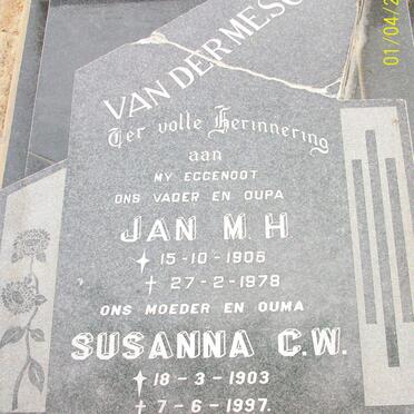 MESCHT Jan M.H., van der 1906-1978 &amp; Susanna C.W. BREWIS 1903-1997