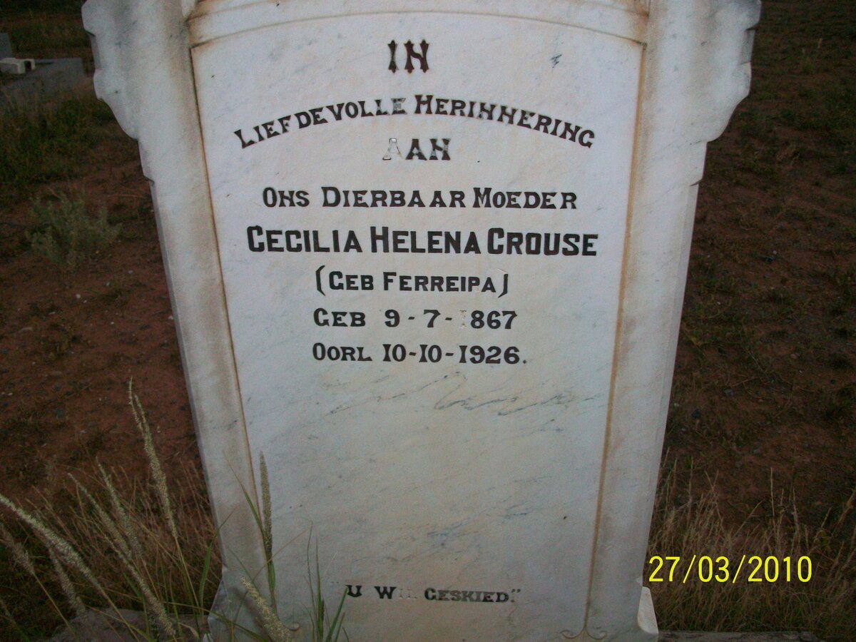 CROUSE Cecilia Helena nee FERREIRA 1867-1926