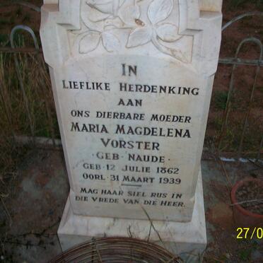 VORSTER Maria Magdalena nee NAUDE 1862-1939