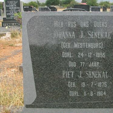 SENEKAL Piet J. 1875-1964 &amp; Johanna J. WESTENBURG -1955