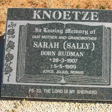 KNOETZE Sarah nee RUDMAN 1907-1999