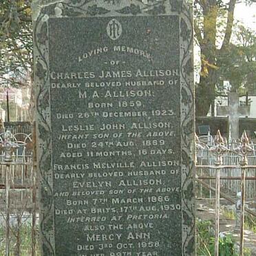 ALLISON Charles James 1859-1923 & Mercy Ann -1958 :: ALLISON Leslie John -1889 :: ALLISON Francis Melville 1886-1930