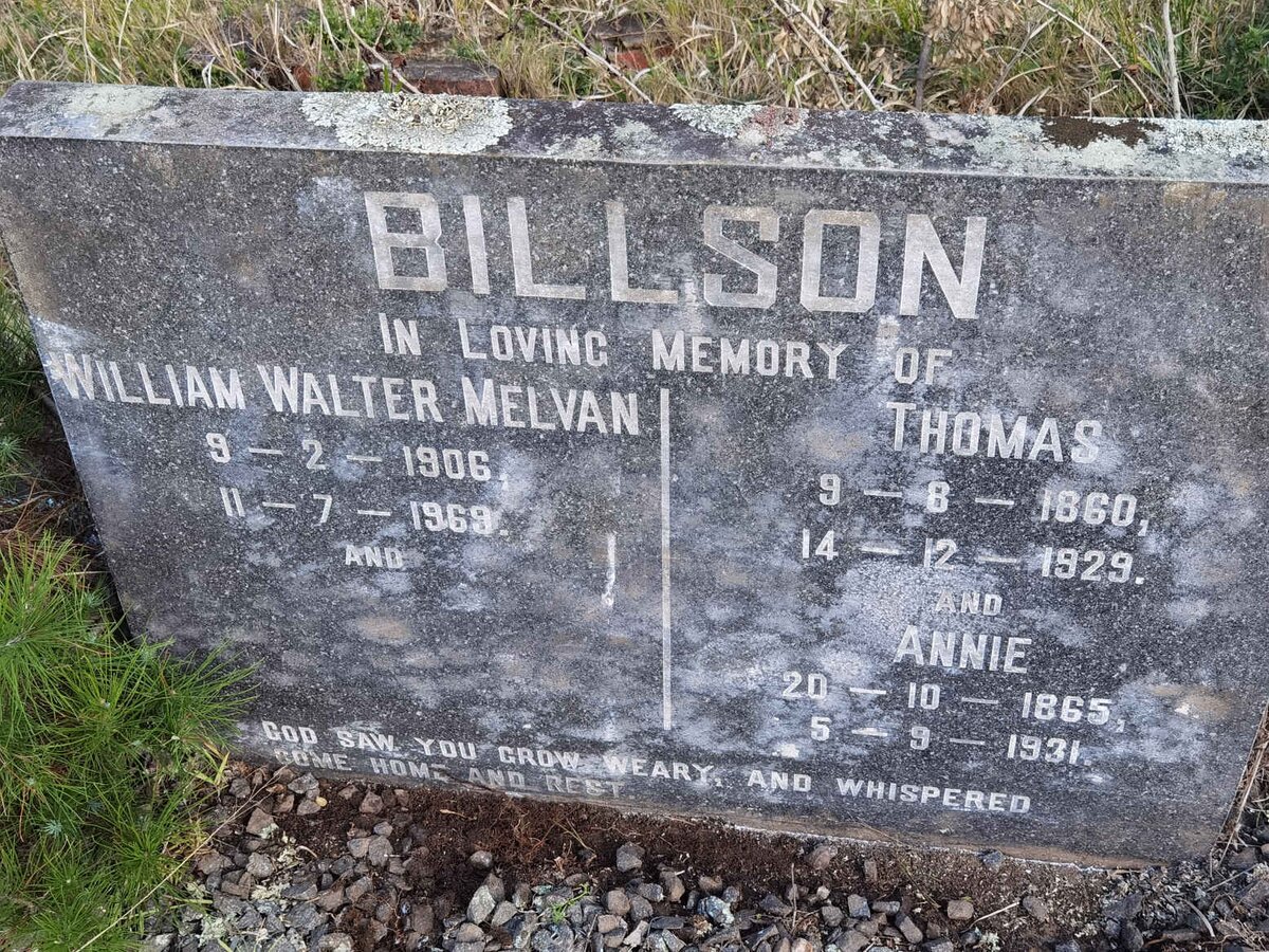 BILLSON Thomas 1860-1929 &amp; Annie 1865-1931 :: BILLSON William Walter Melvan 1906-1969