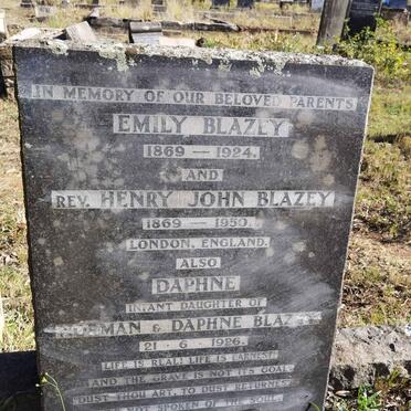 BLAZEY Henry John 1869-1950 &amp; Emily 1869-1924 :: BLAZEY Daphne -1926