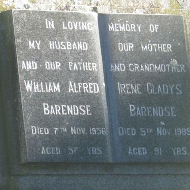 BARENDSE William Alfred -1956 &amp; Irene Gladys -1989