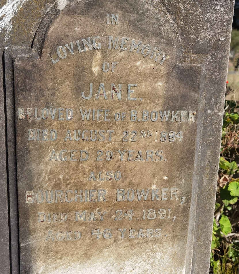 BOWKER Bourchier -1891 &amp; Jane -1884