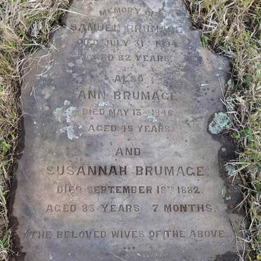 BRUMAGE Samuel -1884 :: BRUMAGE Ann -1846 :: BRUMAGE Susannah -1882