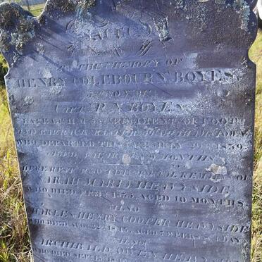 BOYES Henry Colebourn -1839 ::  HEAVYSIDE Sarah Maria -1835 :: HEAVYSIDE Charles Henry Cooper -1843 :: HEAVYSIDE Archibald Owen -1845