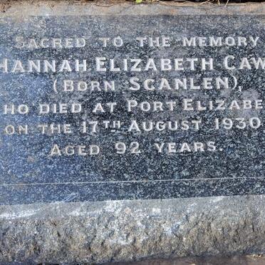 CAWOOD Hannah Elizabeth nee SCANLEN -1930