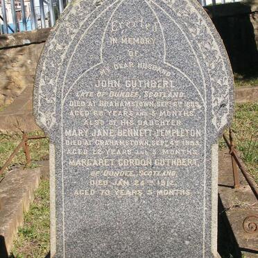 CUTHBERT John -1899 :: TEMPLETON Mary Jane Bennett -1895 :: CUTHBERT Margaret Gordon -1912