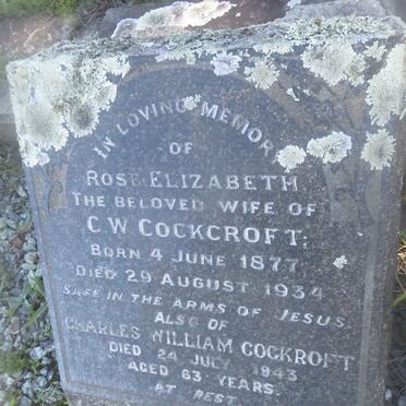 COCKCROFT Charles William -1943 &amp; Rose Elizabeth 1877-1934