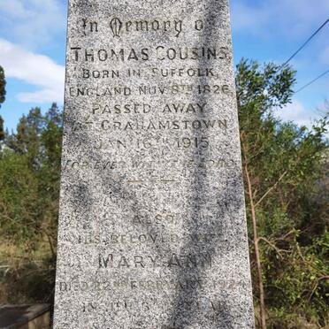 COUSINS Thomas 1826-1915 &amp; Mary Ann -1924
