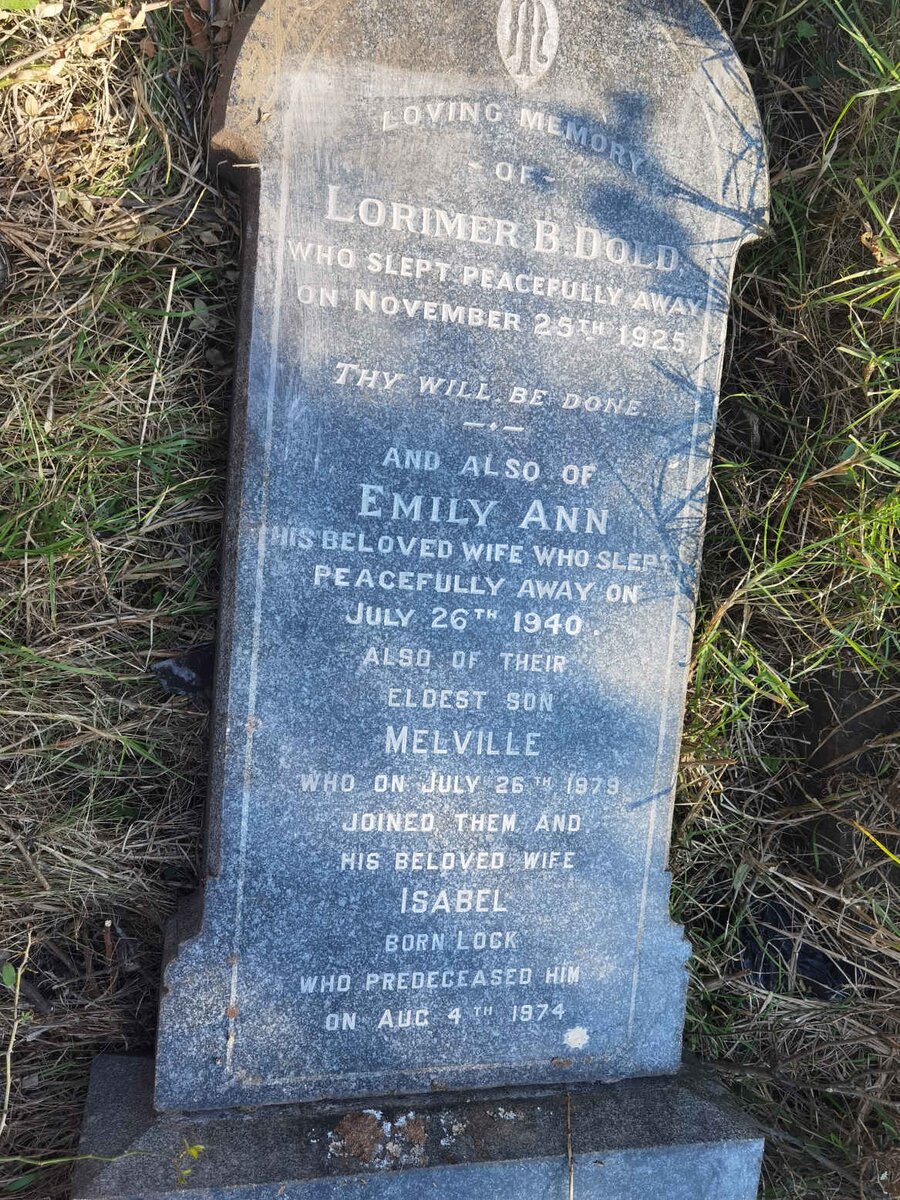DOLD Lorimer B. -1925 &amp; Emily Ann -1940 :: DOLD Melville 1979 &amp; Isabel LOCK -1974