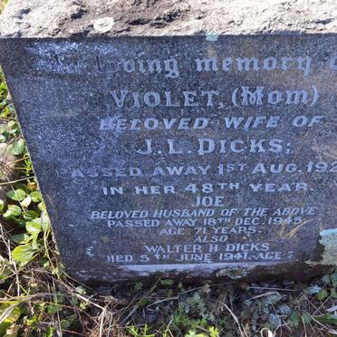 DICKS Violet -1929 :: DICKS J.L. -1945 :: DICKS Walter H. -1941
