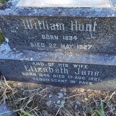 HUNT William 1834-1927 &amp; Elizabeth Jane 1848-1921