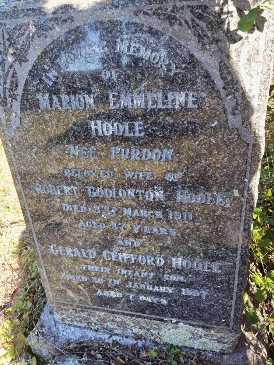 HOOLE Marion Emmiline nee PURDON -1911 :: HOOLE Gerald Clifford -1907