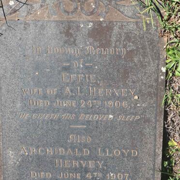 HERVEY Archibald Lloyd -1907 &amp; Effie -1906