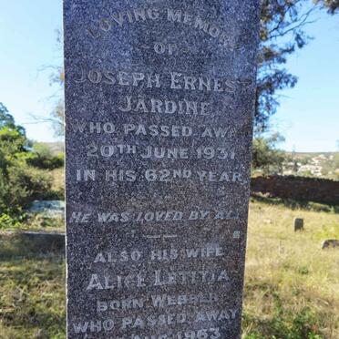 JARDINE Joseph Ernest -1931 &amp; Alice Letitia WEBBER -1963