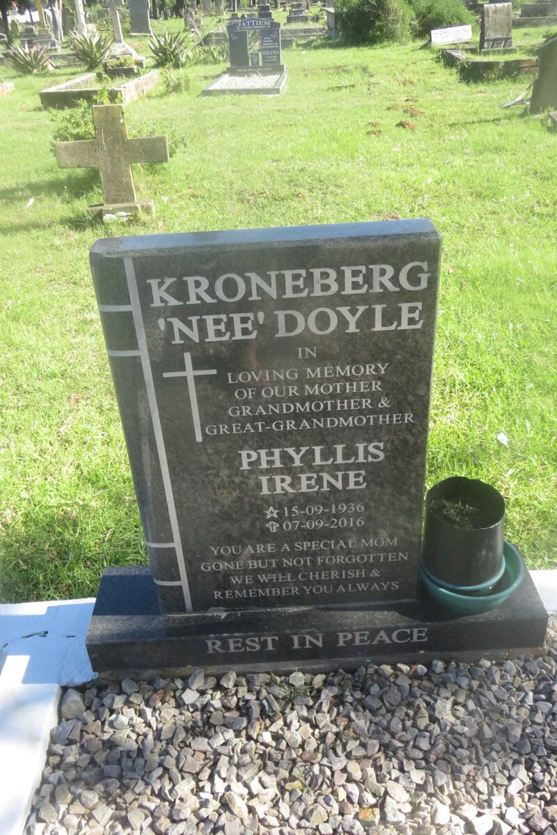 KRONEBERG Phyllis Irene nee DOYLE 1936-2016