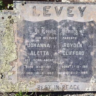 LEVEY Royden Clifford 1901-1986 &amp; Johanna Aletta TERBLANCHE 1911-1982