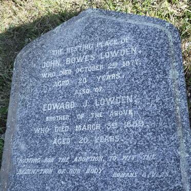 LOWDEN John Bowes -1877 :: LOWDEN Edward J. -1889