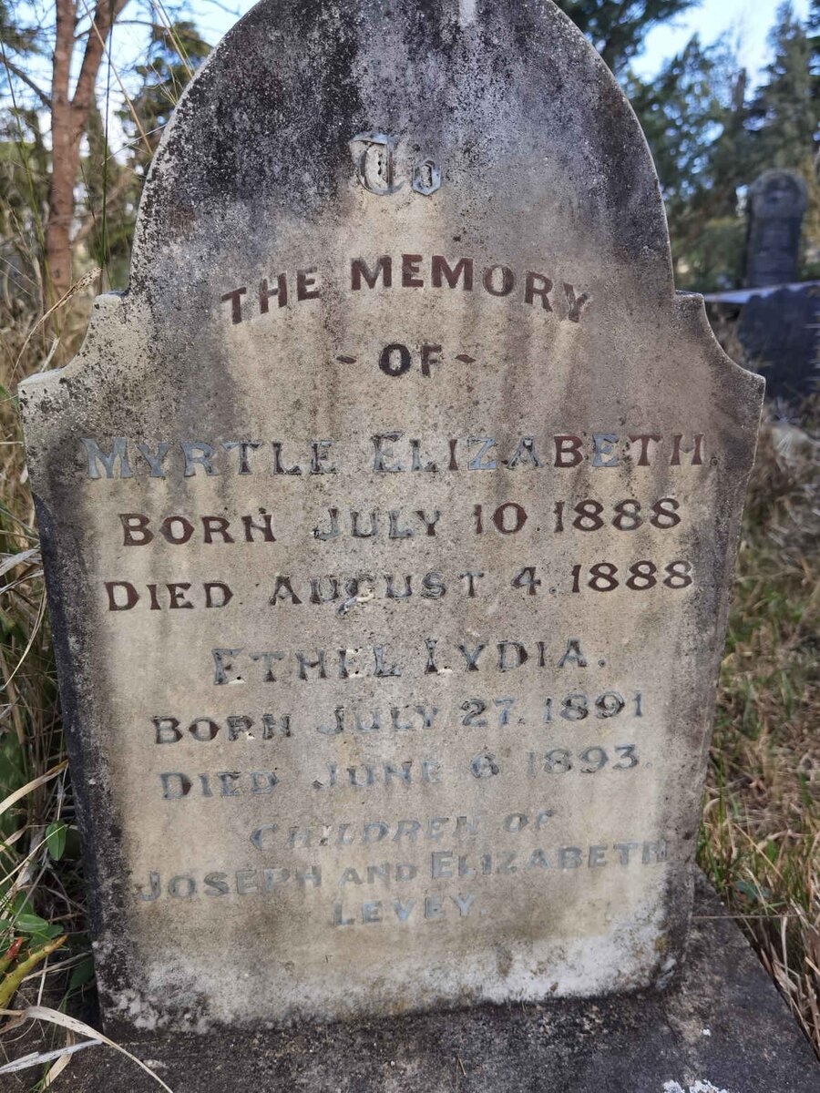 LEVEY Myrtle Elizabeth 1888-1888 :: LEVEY Ethel Lydia 1891-1893