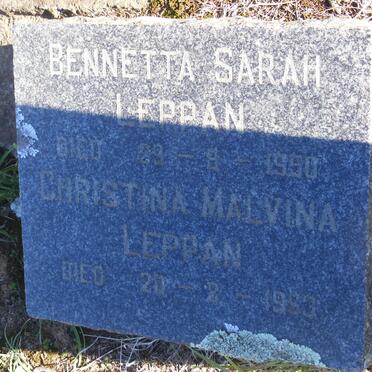 LEPPAN Benetta Sarah -1950 &amp; Christina Malvina -1953