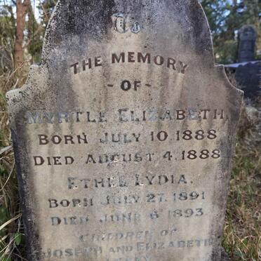 LEVEY Myrtle Elizabeth 1888-1888 :: LEVEY Ethel Lydia 1891-1893