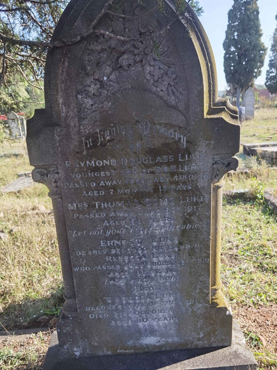 LUKE Raymond Douglass -1896 :: LUKE Thomas Orme -1917 :: LUKE Ernest -1919 & Rebecca -1937