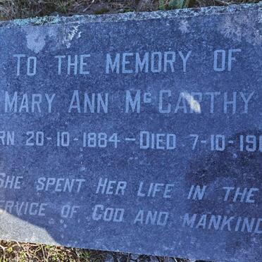 MCCARTHY Mary Ann 1884-1965