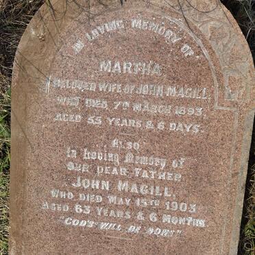 MAGILL John -1903 &amp; Martha -1893