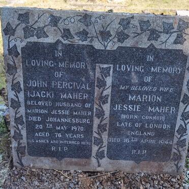 MAHER John Percival -1970 &amp; Marion Jessie CONNOR -1944